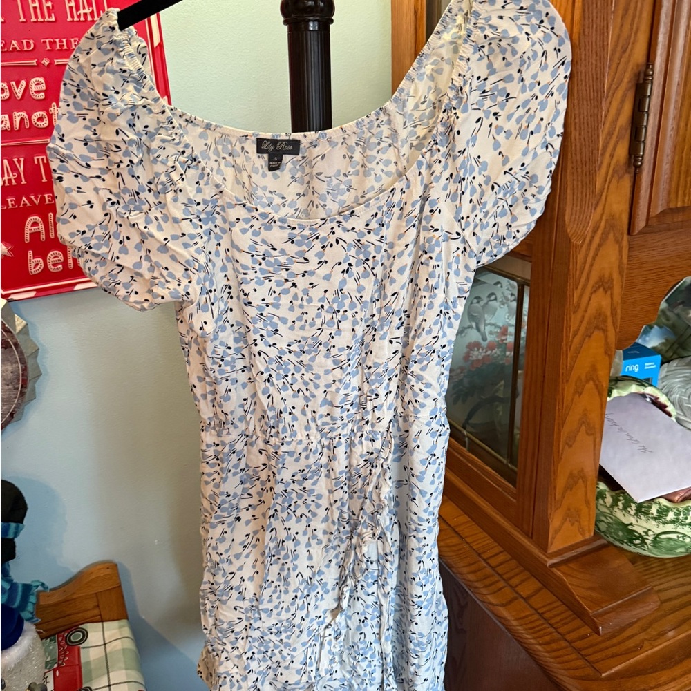 Lily Rose Blue and White Patterned Dress